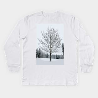 Abstract Snow Covered Tree Kids Long Sleeve T-Shirt